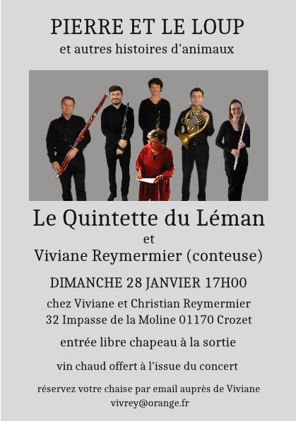 Flyer du concert du Quintette du Léman à Crozet